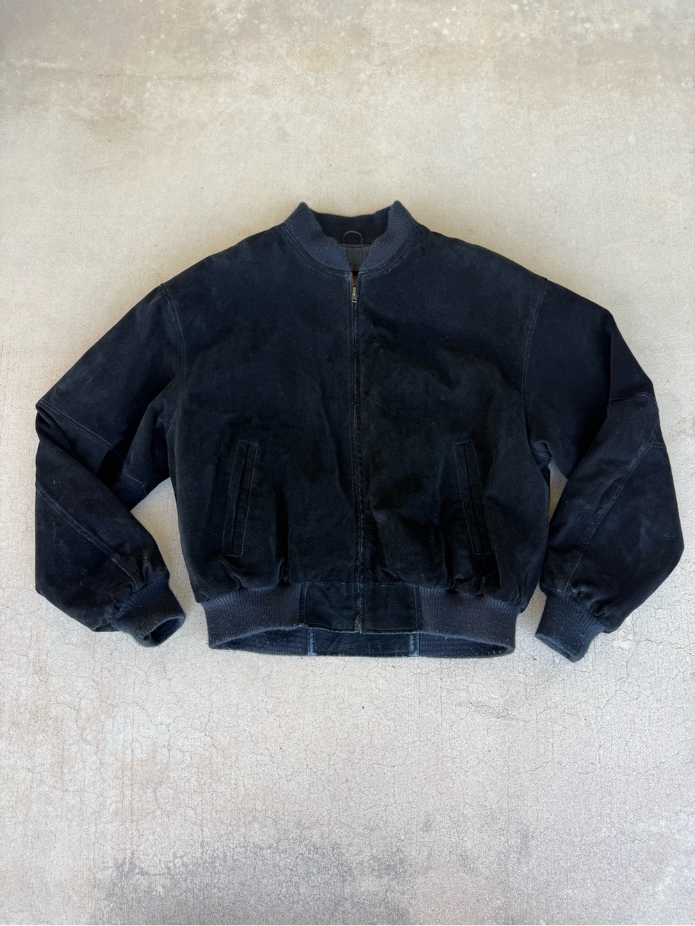 Global Identity G-III Black Suede Leather Bomber Jacket – Size L